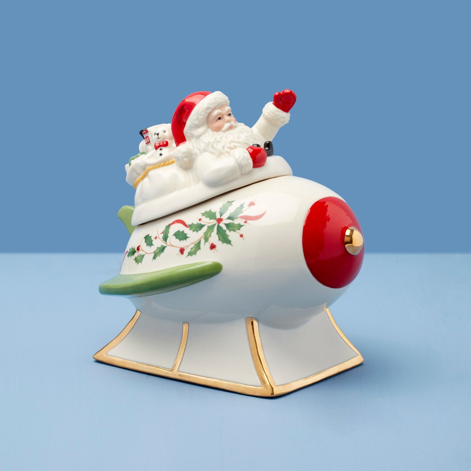 Holiday Santa's Rocket Covered Candy Dish